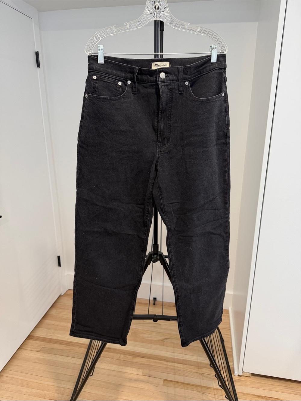 MADEWELL perfect vintage wide leg jean, black size 30